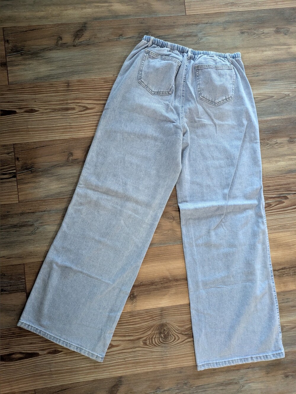 No Boundaries Mid Rise Wide Leg Tie Front Elastic Mini Waist Light Denim Jeans - Picture 5 of 6